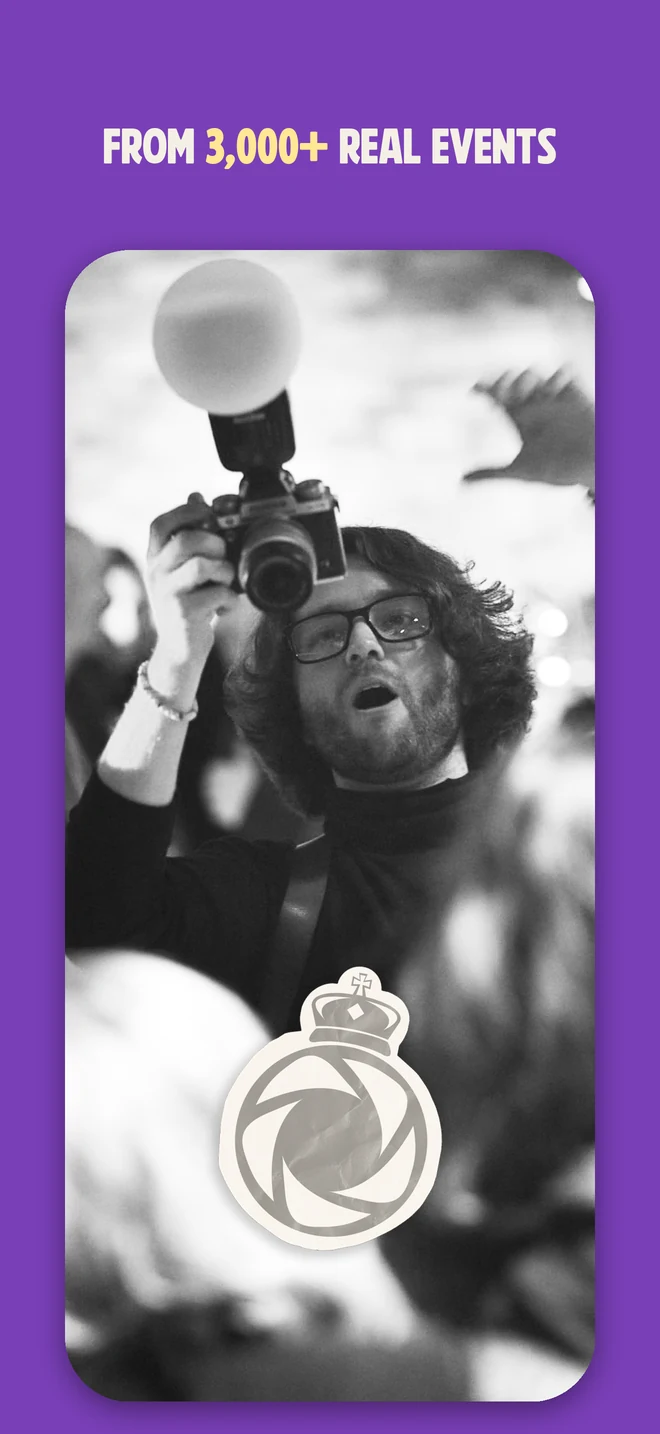 Official App Store portrait of Ferdi holding a camera at an event