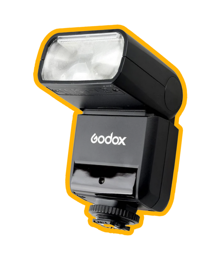 A speedlight flash used to shape physical light