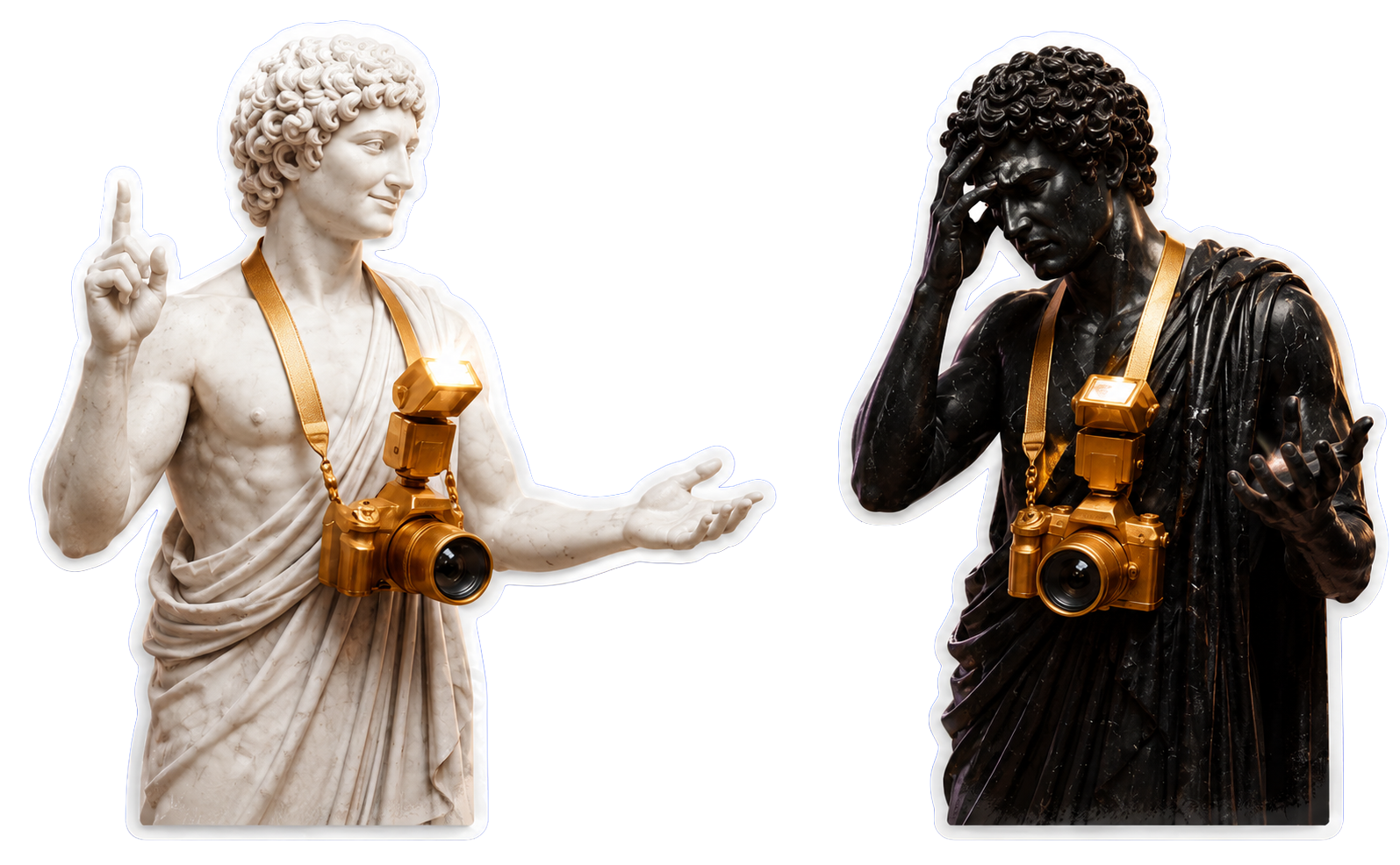 White marble photographer teaching while black marble photographer works through a challenge